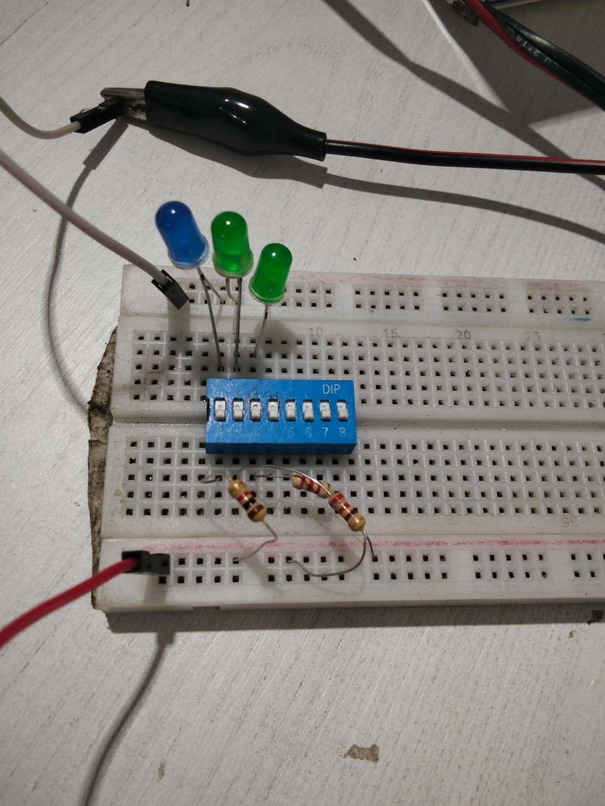 Dip switch, leds y resistencias