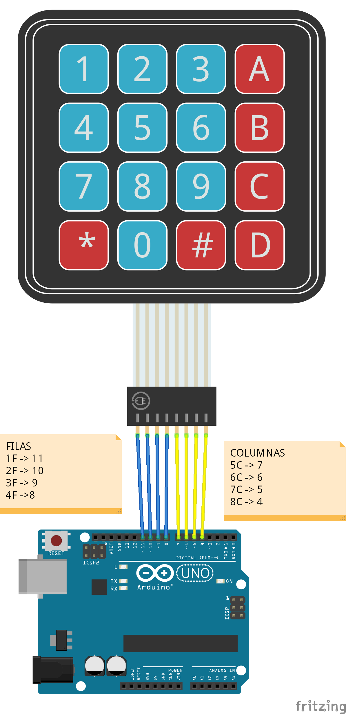 Usar un teclado matricial con arduino