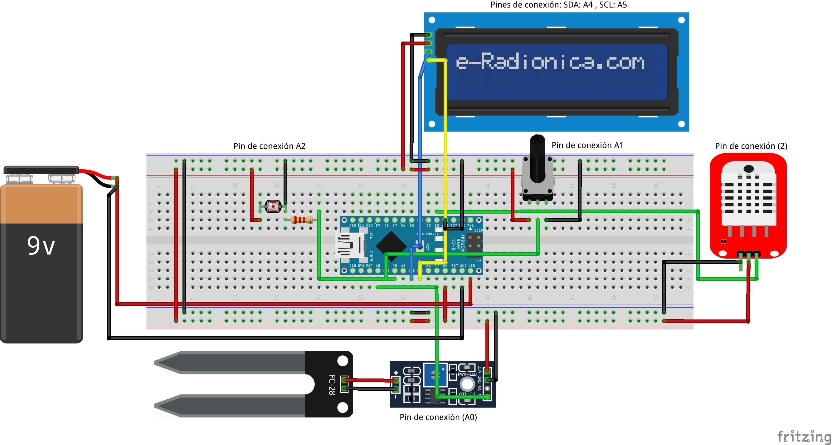 Prototipo para el monitoreo de variables ambientales como temperatura, intensidad de luz, humedad de aire y humedad de suelo.